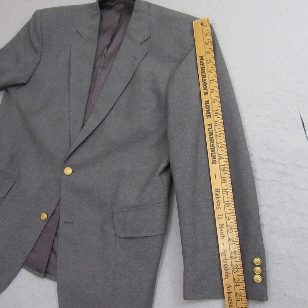David Taylor Blazer Light Gray Gold Button Mens 46R Wool Blend Single Vent